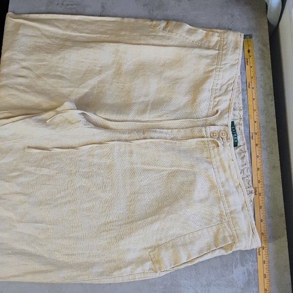 Lauren Ralph Lauren Pure Linen Wide Leg Pants Beige Lagenlook Beachy Size 14W - Picture 12 of 13